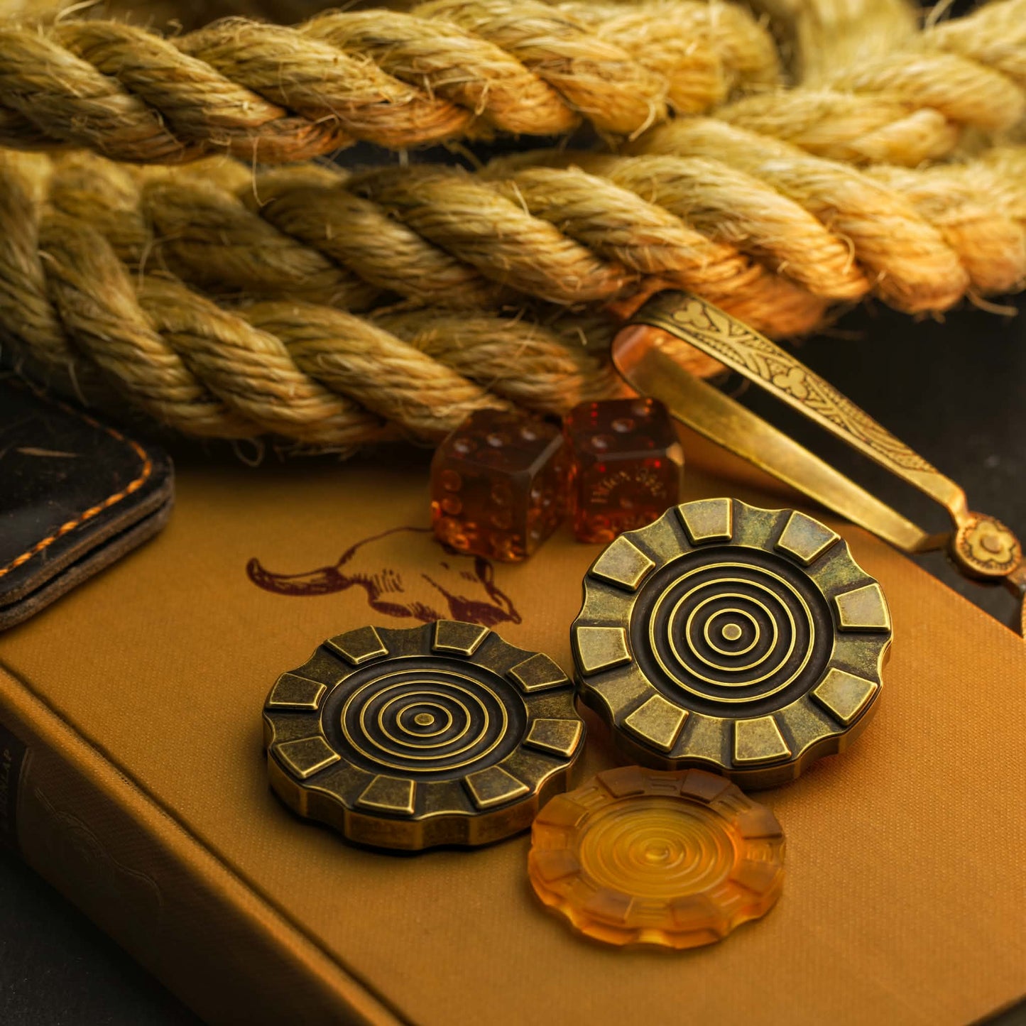 HiTex Gear Mega Chip-OG Bullseye, Brass (Acid Washed and Flamed)